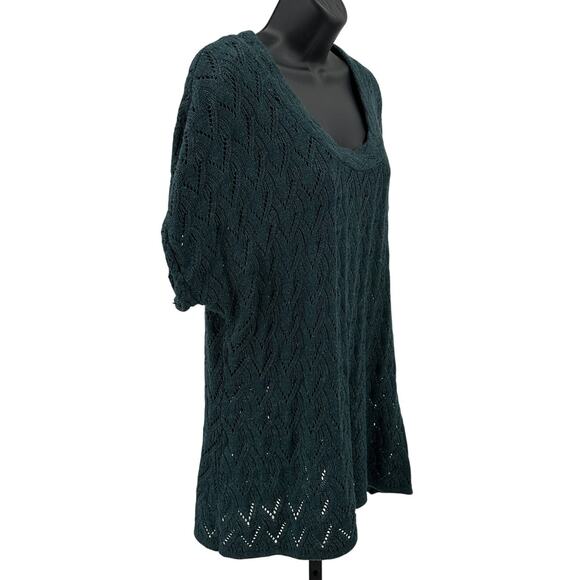 Coldwater Creek Knit Sweater WMNS XL Teal Scoop Neck Dolman Short Sleeve Top - Picture 2 of 5